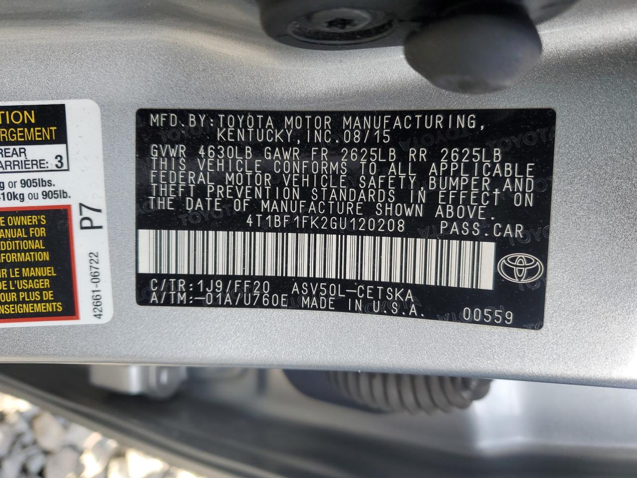 2016 Toyota Camry Le VIN: 4T1BF1FK2GU120208 Lot: 90352315