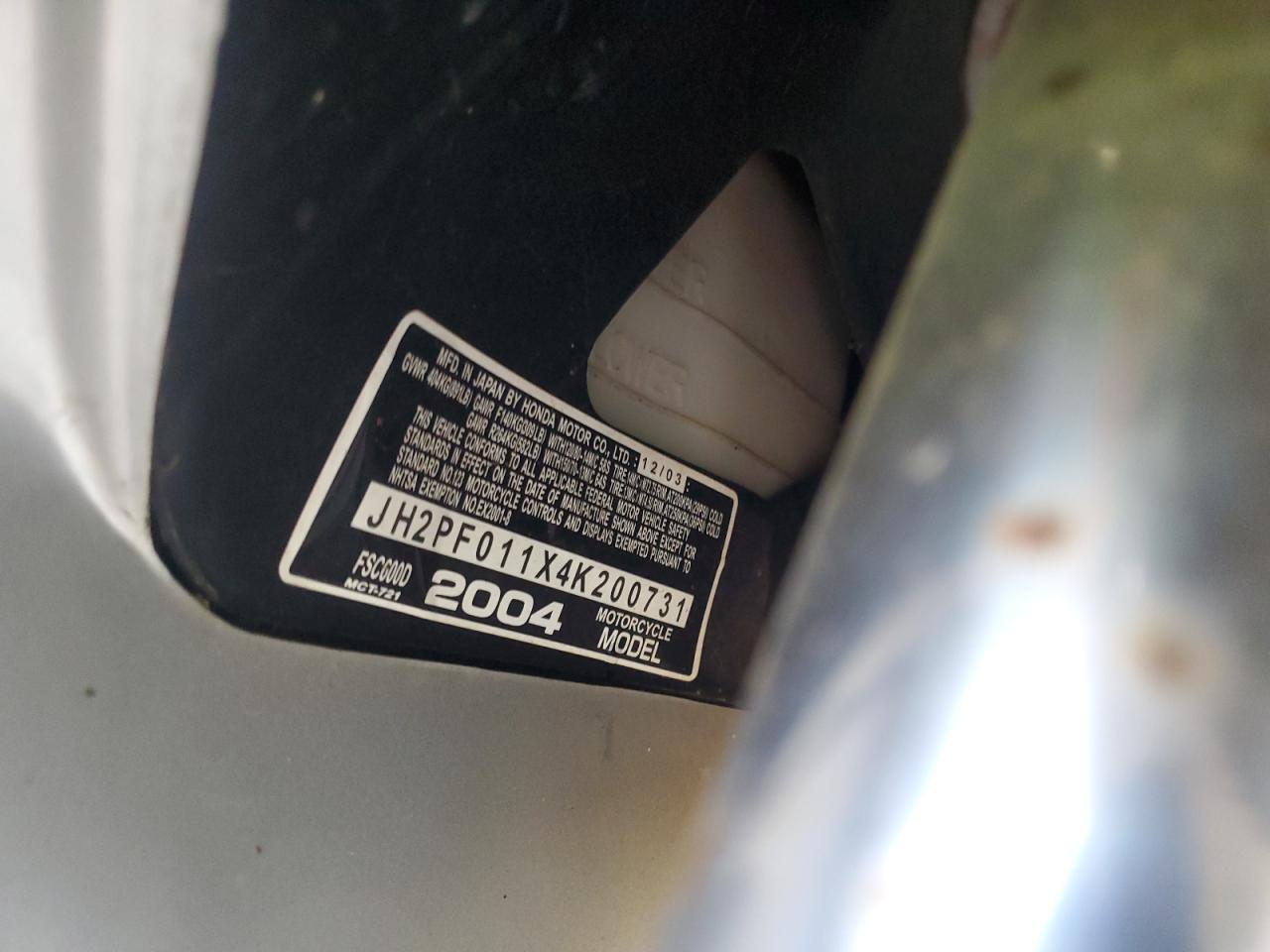 2004 Honda Silver Wing VIN: JH2PF011X4K200731 Lot: 83845625