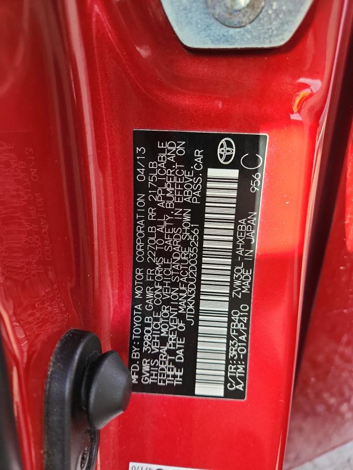 2013 Toyota Prius VIN: JTDKN3DU2D0352561 Lot: 86155985