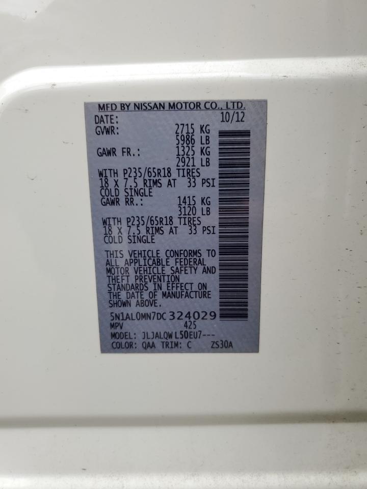 2013 Infiniti Jx35 VIN: 5N1AL0MN7DC324029 Lot: 90278665