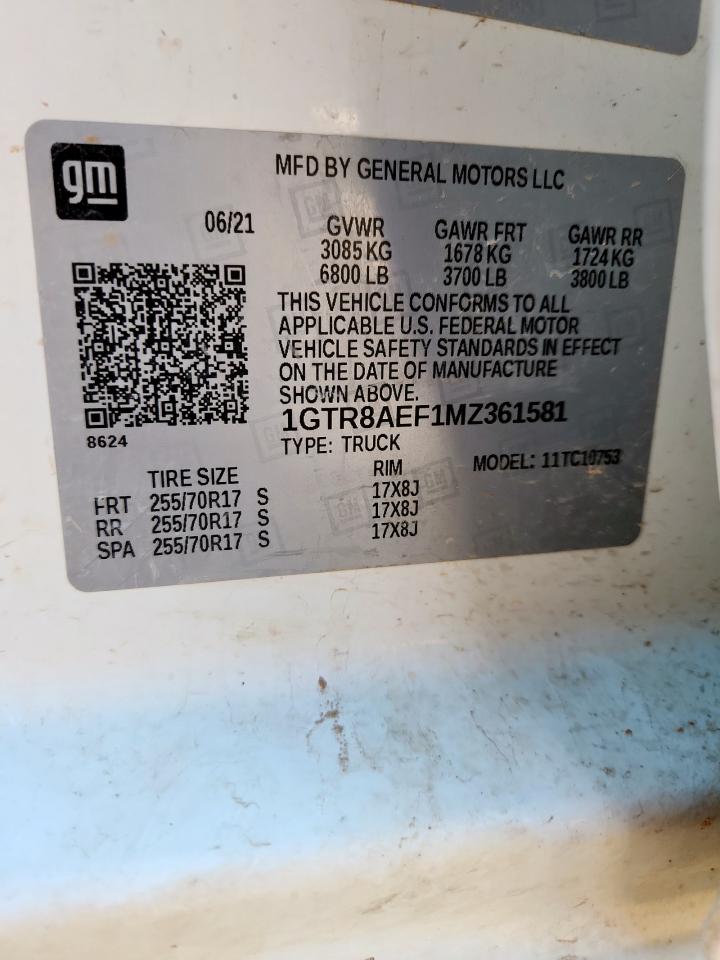 2021 GMC Sierra C1500 VIN: 1GTR8AEF1MZ361581 Lot: 84589315