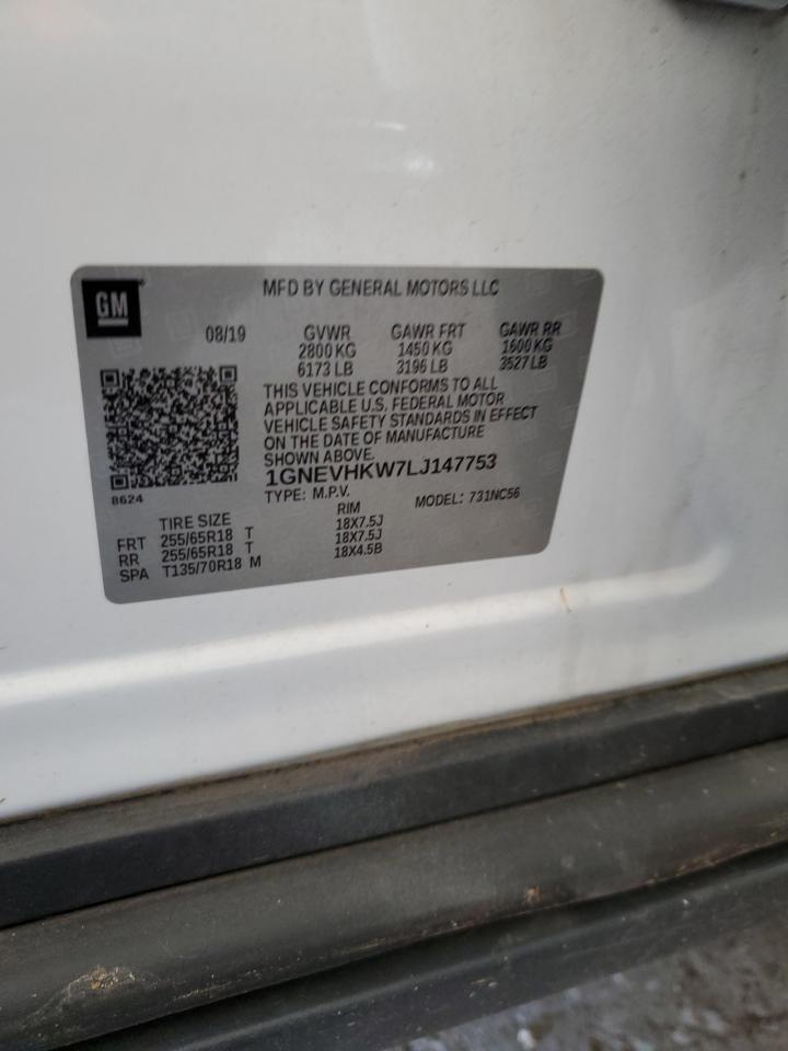 2020 Chevrolet Traverse Lt VIN: 1GNEVHKW7LJ147753 Lot: 84397745