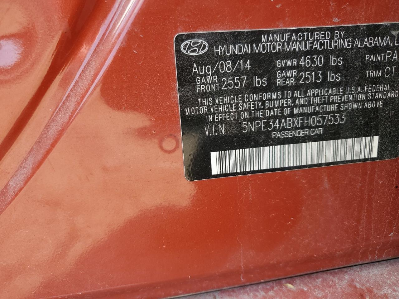 2015 Hyundai Sonata Sport VIN: 5NPE34ABXFH057533 Lot: 86179605