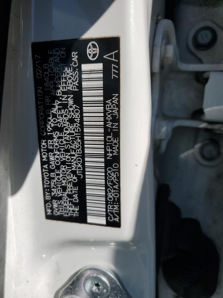 2017 Toyota Prius C VIN: JTDKDTB35H1594807 Lot: 85512555