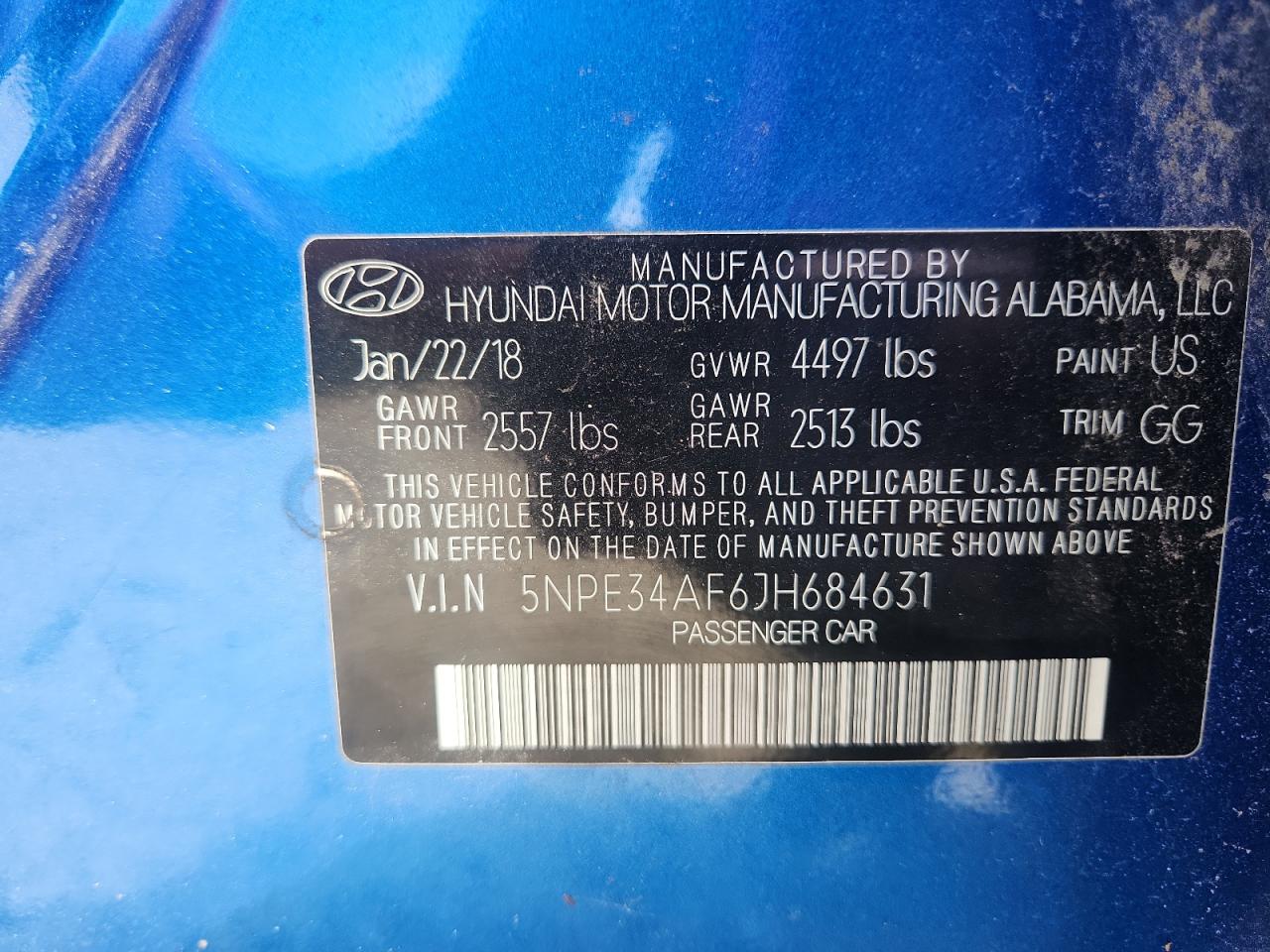 2018 Hyundai Sonata Sport VIN: 5NPE34AF6JH684631 Lot: 85935695