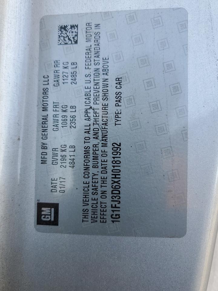 2017 Chevrolet Camaro Zl1 VIN: 1G1FJ3D6XH0181992 Lot: 84522545