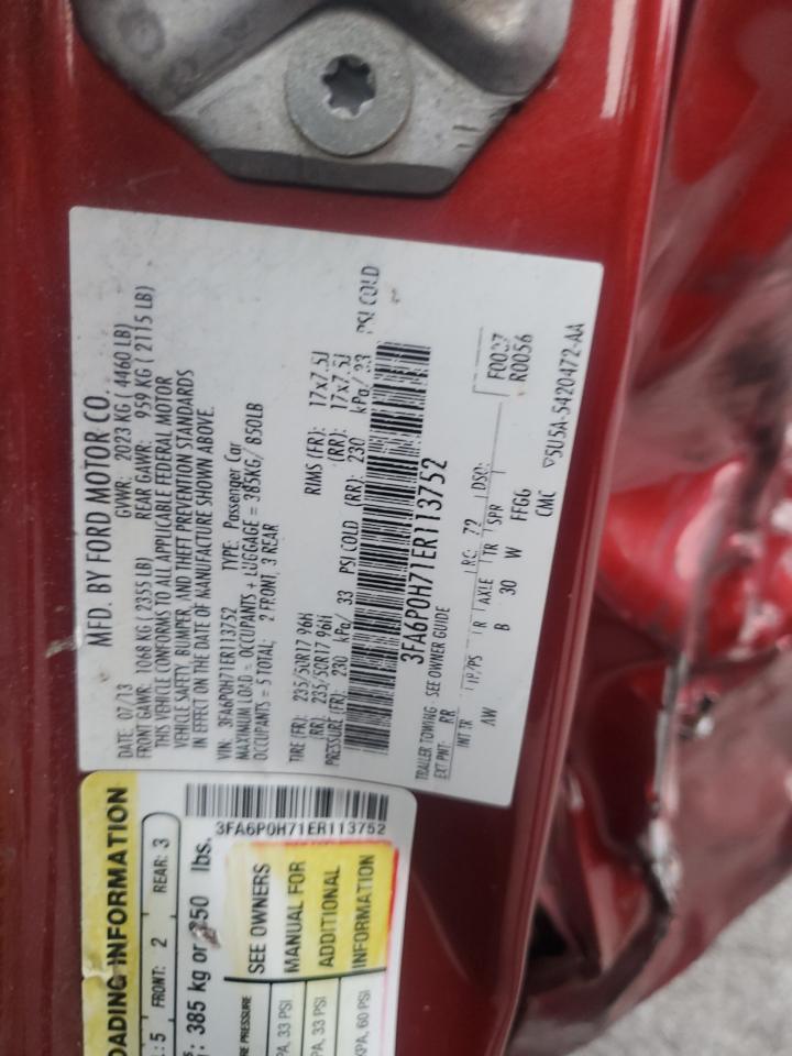 2014 Ford Fusion Se VIN: 3FA6P0H71ER113752 Lot: 86408115