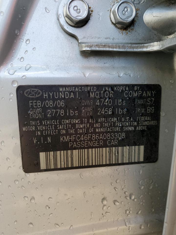 2006 Hyundai Azera Se VIN: KMHFC46F86A083308 Lot: 84733895