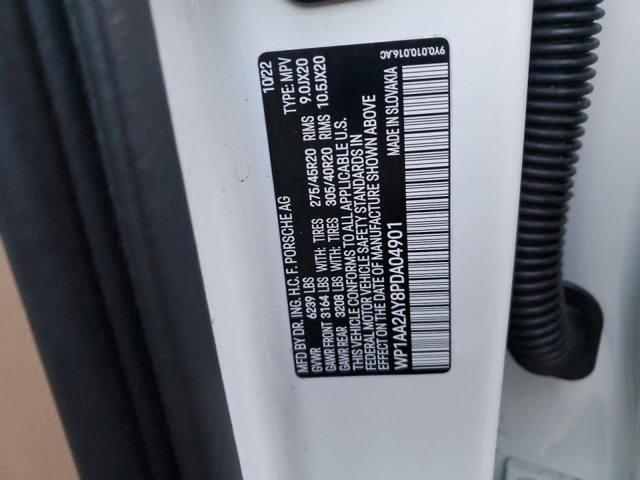 2023 Porsche Cayenne Base VIN: WP1AA2AY8PDA04901 Lot: 87059415