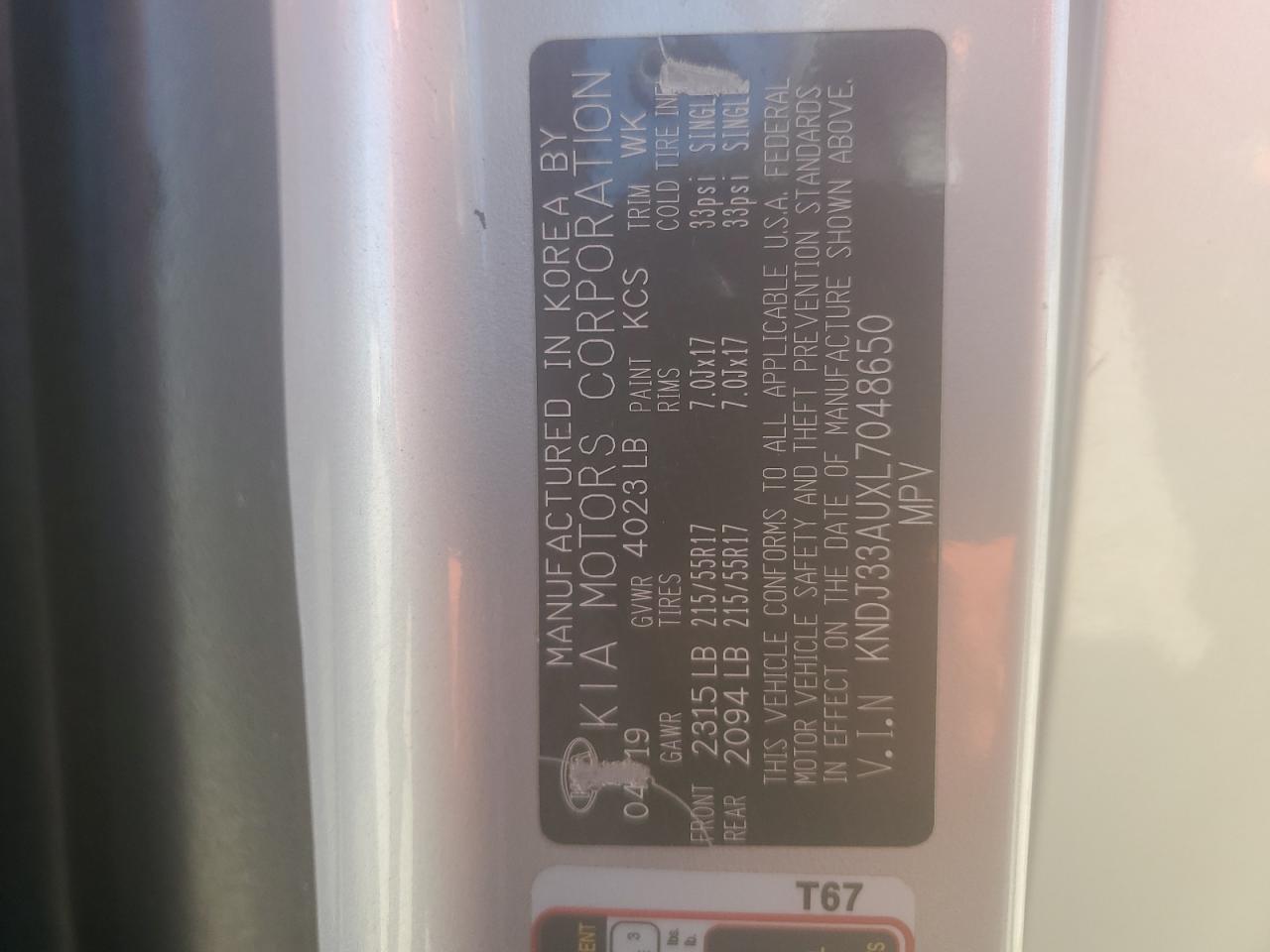 2020 Kia Soul Ex VIN: KNDJ33AUXL7048650 Lot: 84722005