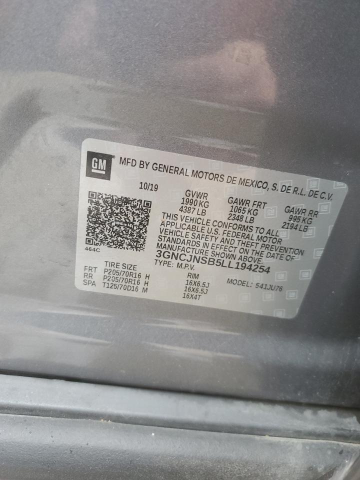 2020 Chevrolet Trax Ls VIN: 3GNCJNSB5LL194254 Lot: 86878265