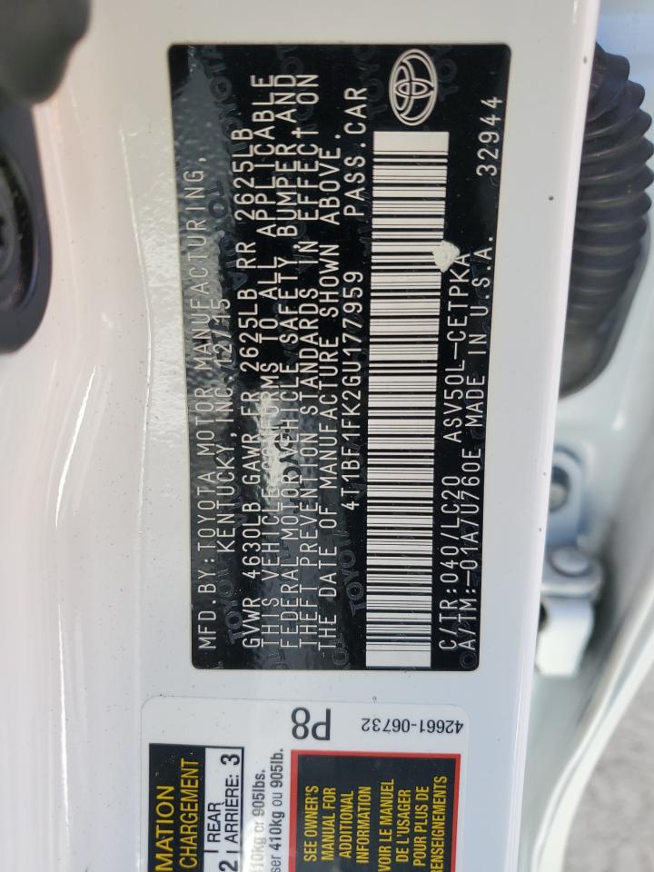 2016 Toyota Camry Le VIN: 4T1BF1FK2GU177959 Lot: 85100235