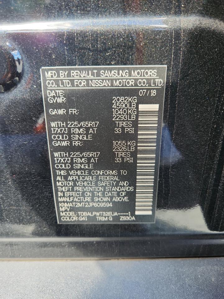 2018 Nissan Rogue S VIN: KNMAT2MT2JP609594 Lot: 86092075