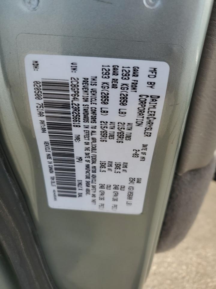 2003 Chrysler Town & Country Limited VIN: 2C8GP64L23R256618 Lot: 82542495