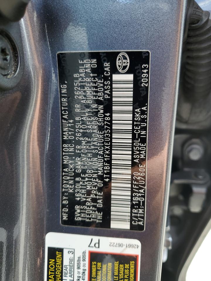 2014 Toyota Camry L VIN: 4T1BF1FKXEU357784 Lot: 82232805