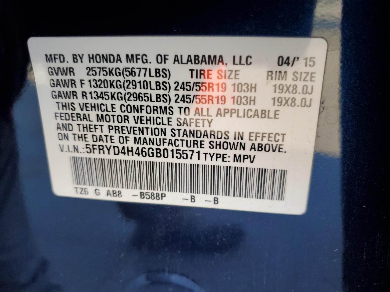 2016 Acura Mdx Technology VIN: 5FRYD4H46GB015571 Lot: 89546265