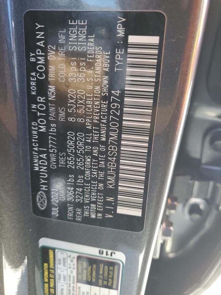 2021 Genesis Gv80 Base VIN: KMUHB4SB7MU072974 Lot: 86598775
