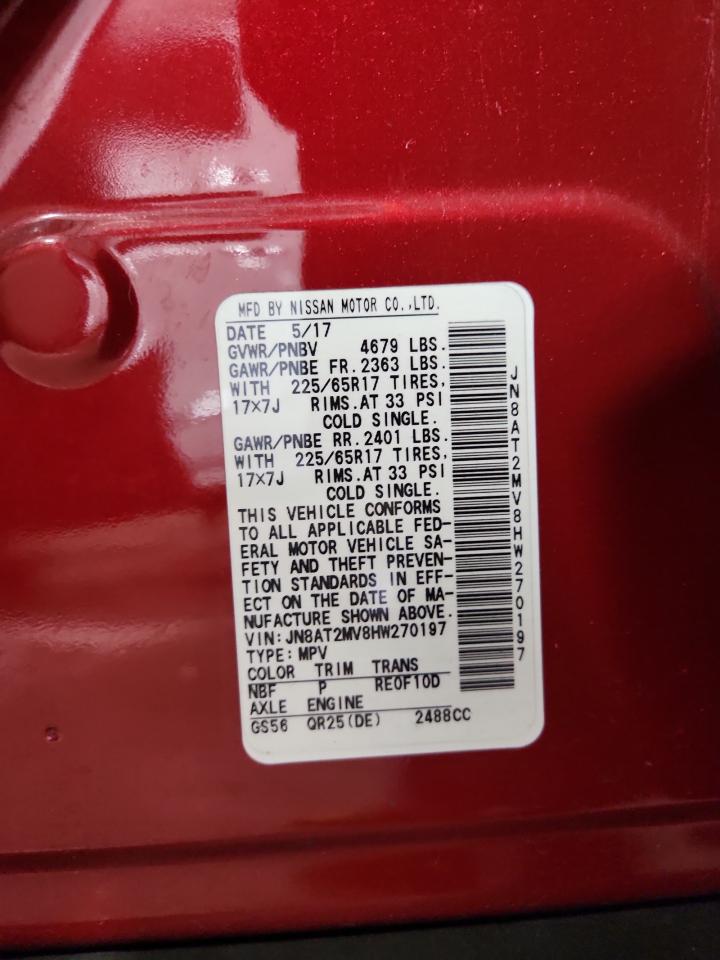 2017 Nissan Rogue S VIN: JN8AT2MV8HW270197 Lot: 84708525