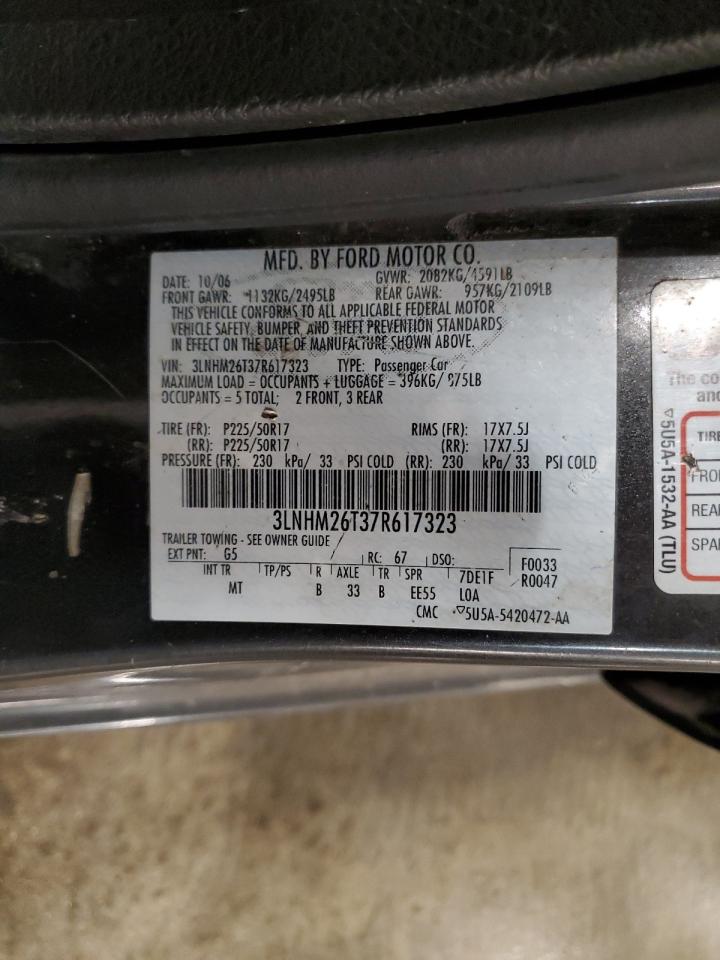 2007 Lincoln Mkz VIN: 3LNHM26T37R617323 Lot: 84835165