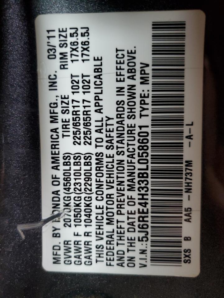 2011 Honda Cr-V Lx VIN: 5J6RE4H33BL058601 Lot: 86744335