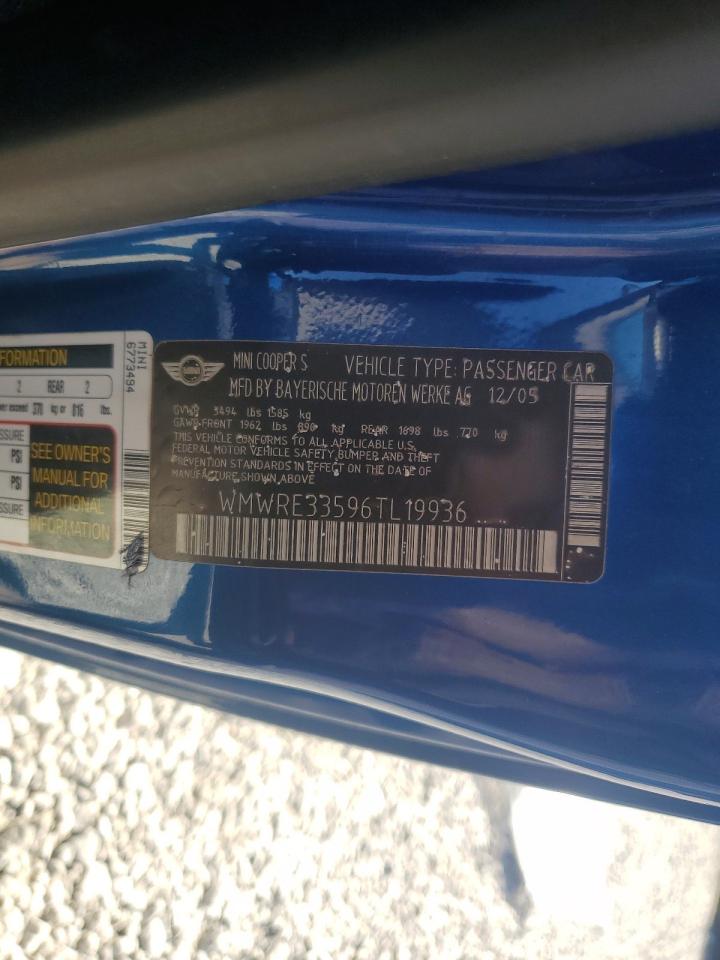 2006 Mini Cooper S VIN: WMWRE33596TL19936 Lot: 89779655