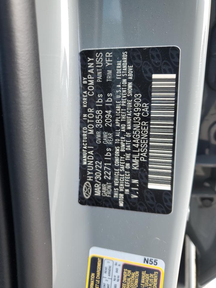 2022 Hyundai Elantra Se VIN: KMHLL4AG5NU349903 Lot: 85193945