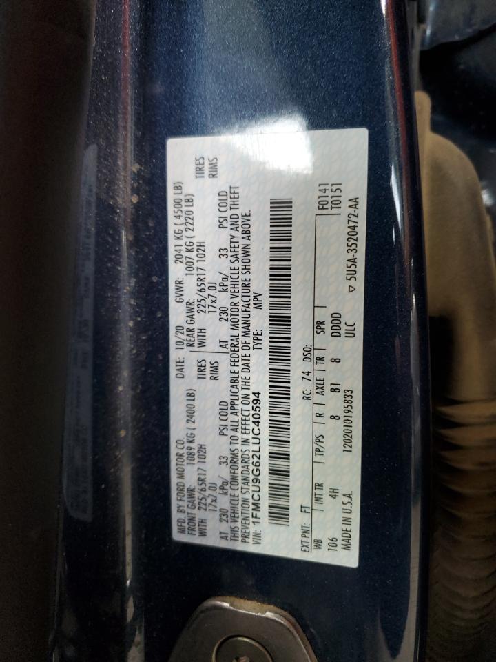 2020 Ford Escape Se VIN: 1FMCU9G62LUC40594 Lot: 84478395