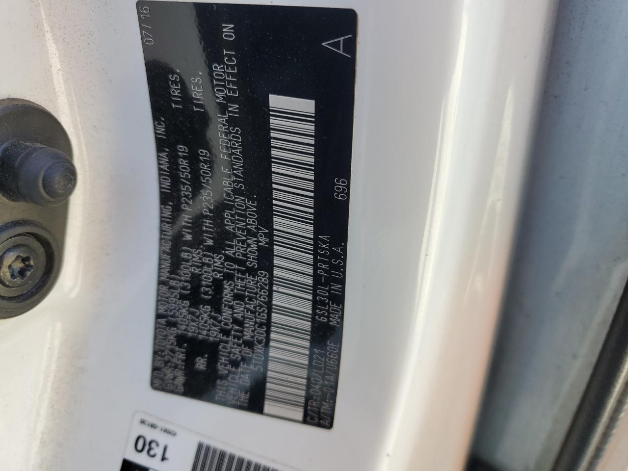 2016 Toyota Sienna Se VIN: 5TDXK3DC1GS766289 Lot: 85856505