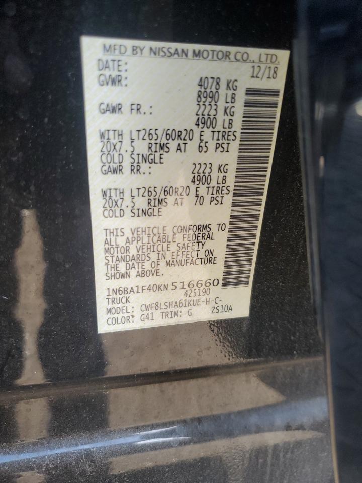 2019 Nissan Titan Xd Sl VIN: 1N6BA1F40KN516660 Lot: 86186725