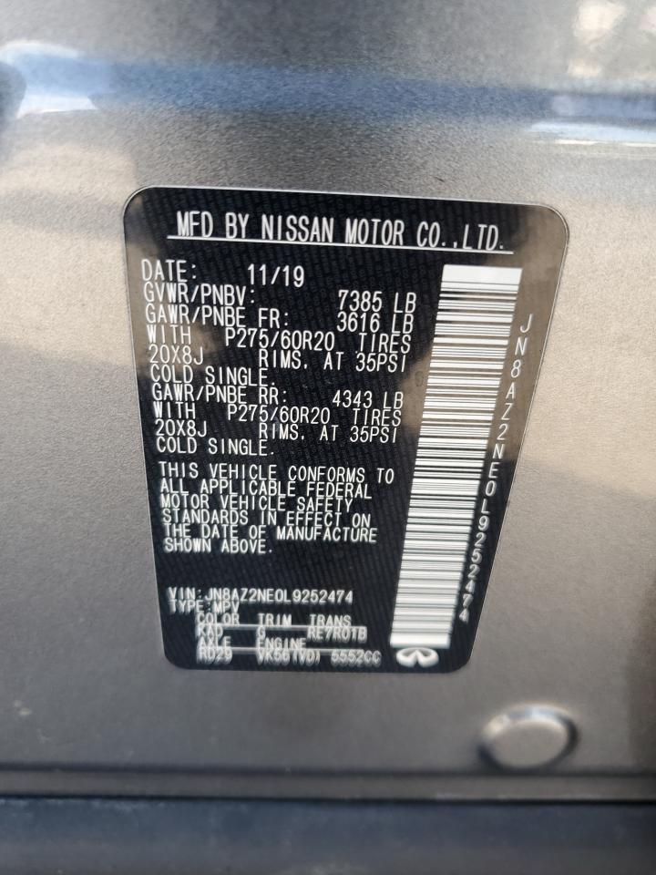 2020 Infiniti Qx80 Luxe VIN: JN8AZ2NE0L9252474 Lot: 82303685