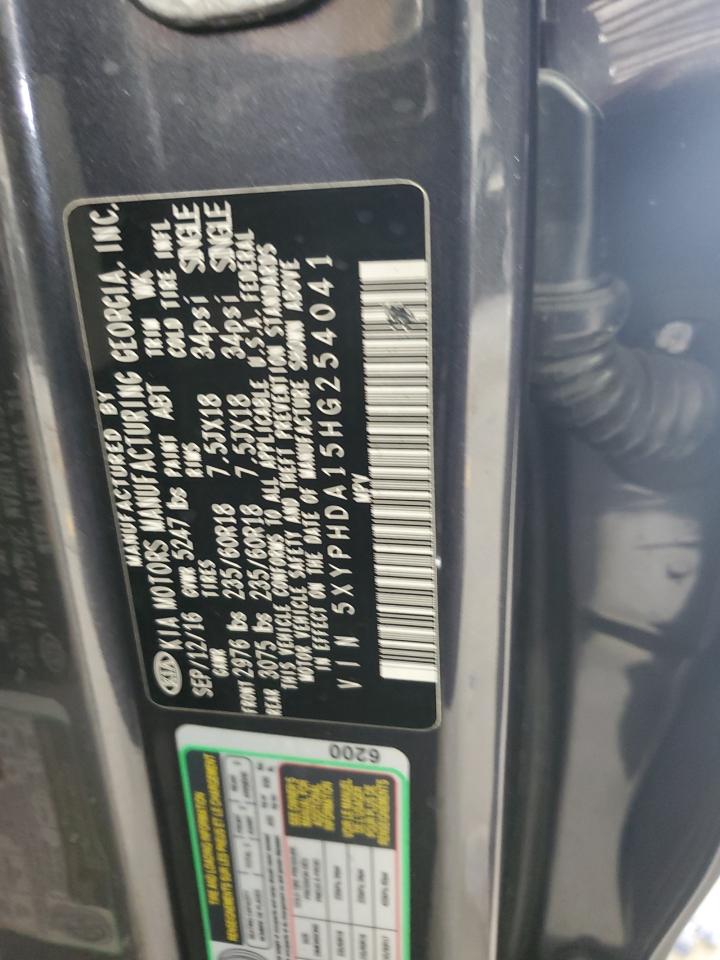 2017 Kia Sorento Ex VIN: 5XYPHDA15HG254041 Lot: 82277935