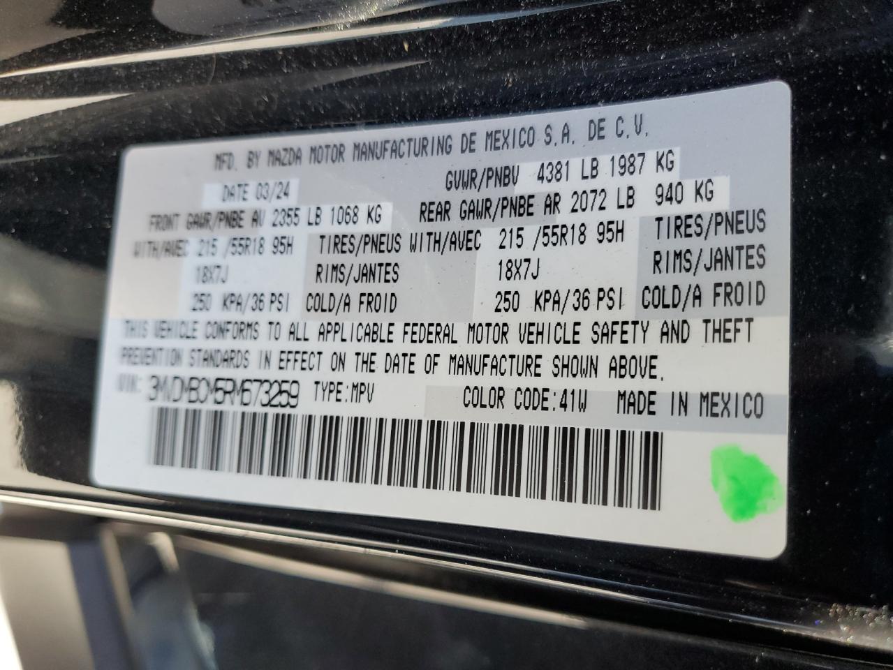 2024 Mazda Cx-30 Preferred VIN: 3MVDMBCM5RM673259 Lot: 89727345