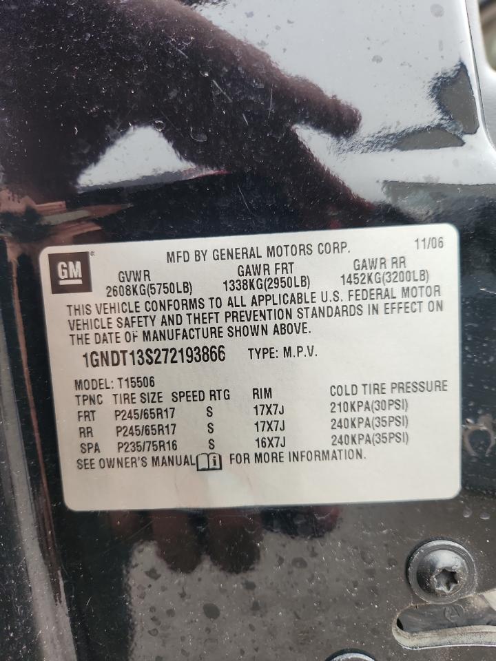2007 Chevrolet Trailblazer Ls VIN: 1GNDT13S272193866 Lot: 86467095