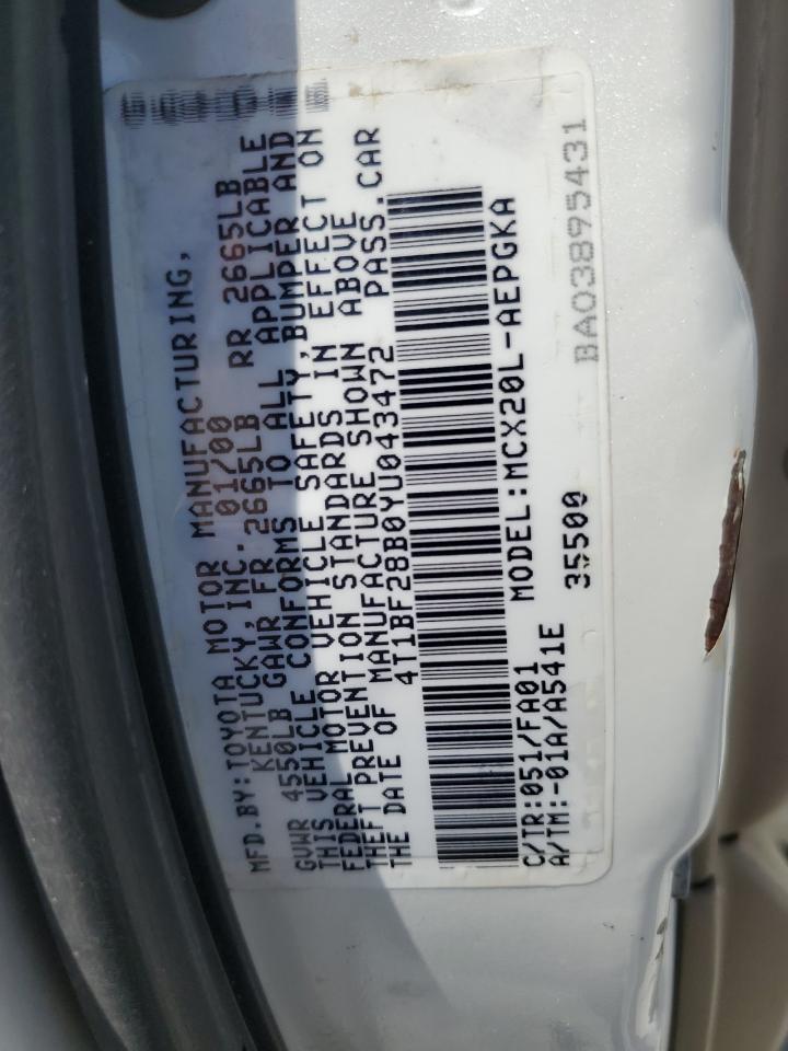 2000 Toyota Avalon Xl VIN: 4T1BF28B0YU043472 Lot: 82280775