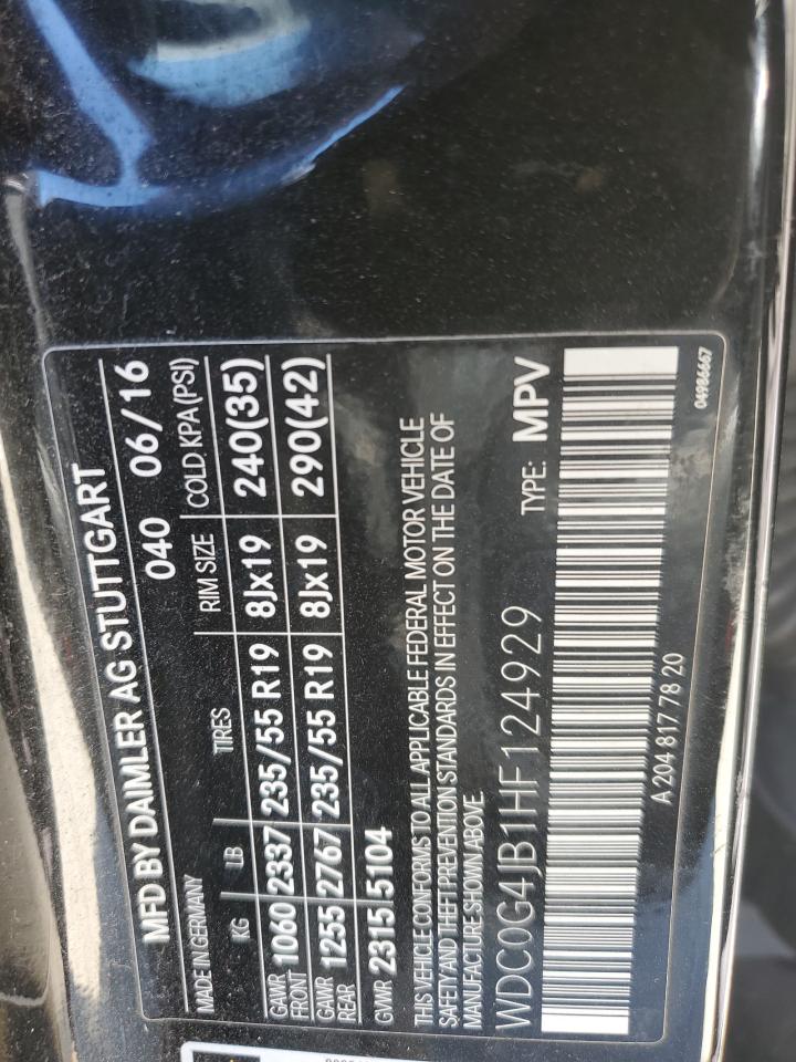 2017 Mercedes-Benz Glc 300 VIN: WDC0G4JB1HF124929 Lot: 87129775