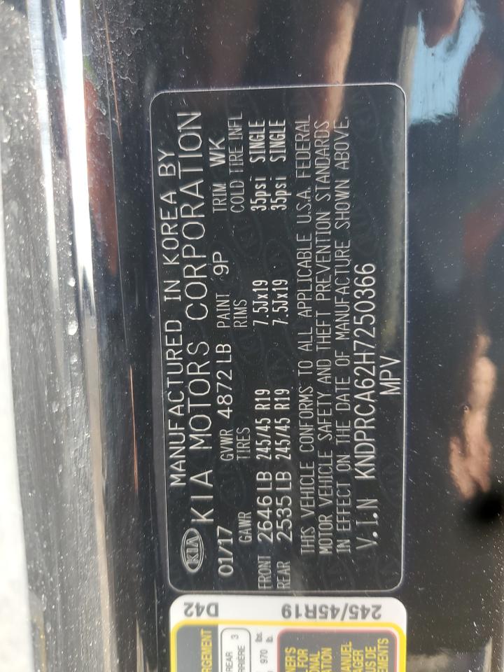 2017 Kia Sportage Sx VIN: KNDPRCA62H7250366 Lot: 86668335