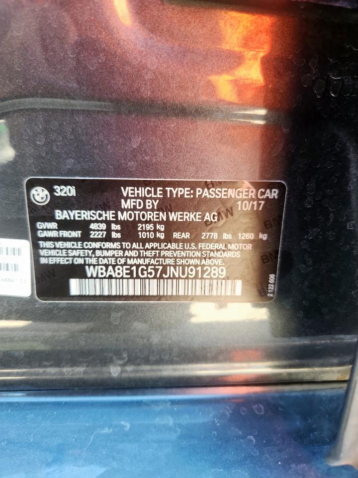2018 BMW 320 I VIN: WBA8E1G57JNU91289 Lot: 82362545