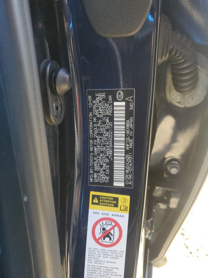 2010 Lexus Hs 250H VIN: JTHBB1BAXA2021120 Lot: 82536185