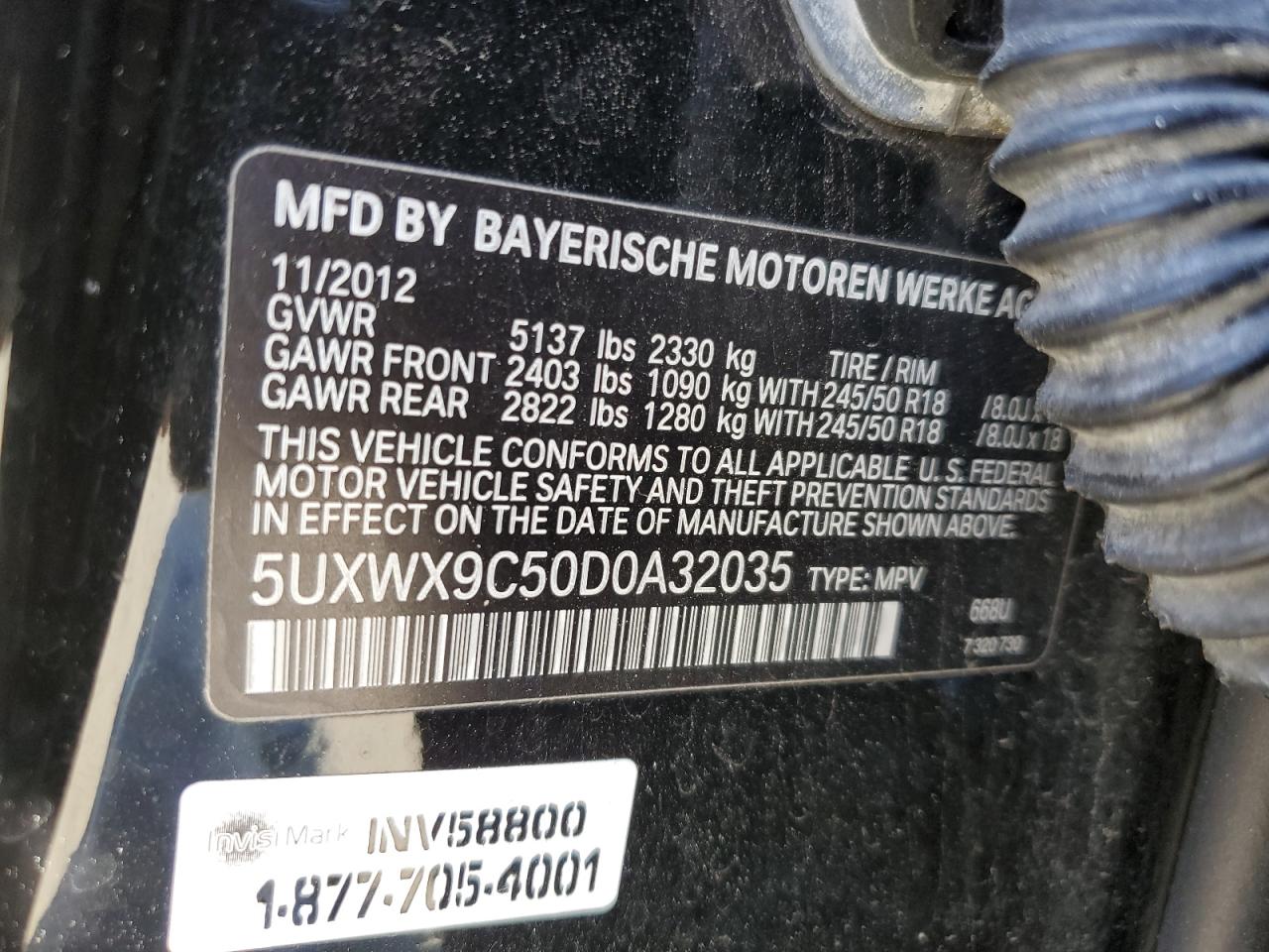 2013 BMW X3 xDrive28I VIN: 5UXWX9C50D0A32035 Lot: 85529165