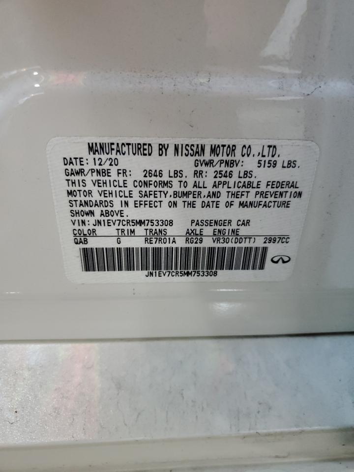 2021 Infiniti Q50 Sensory VIN: JN1EV7CR5MM753308 Lot: 86634135
