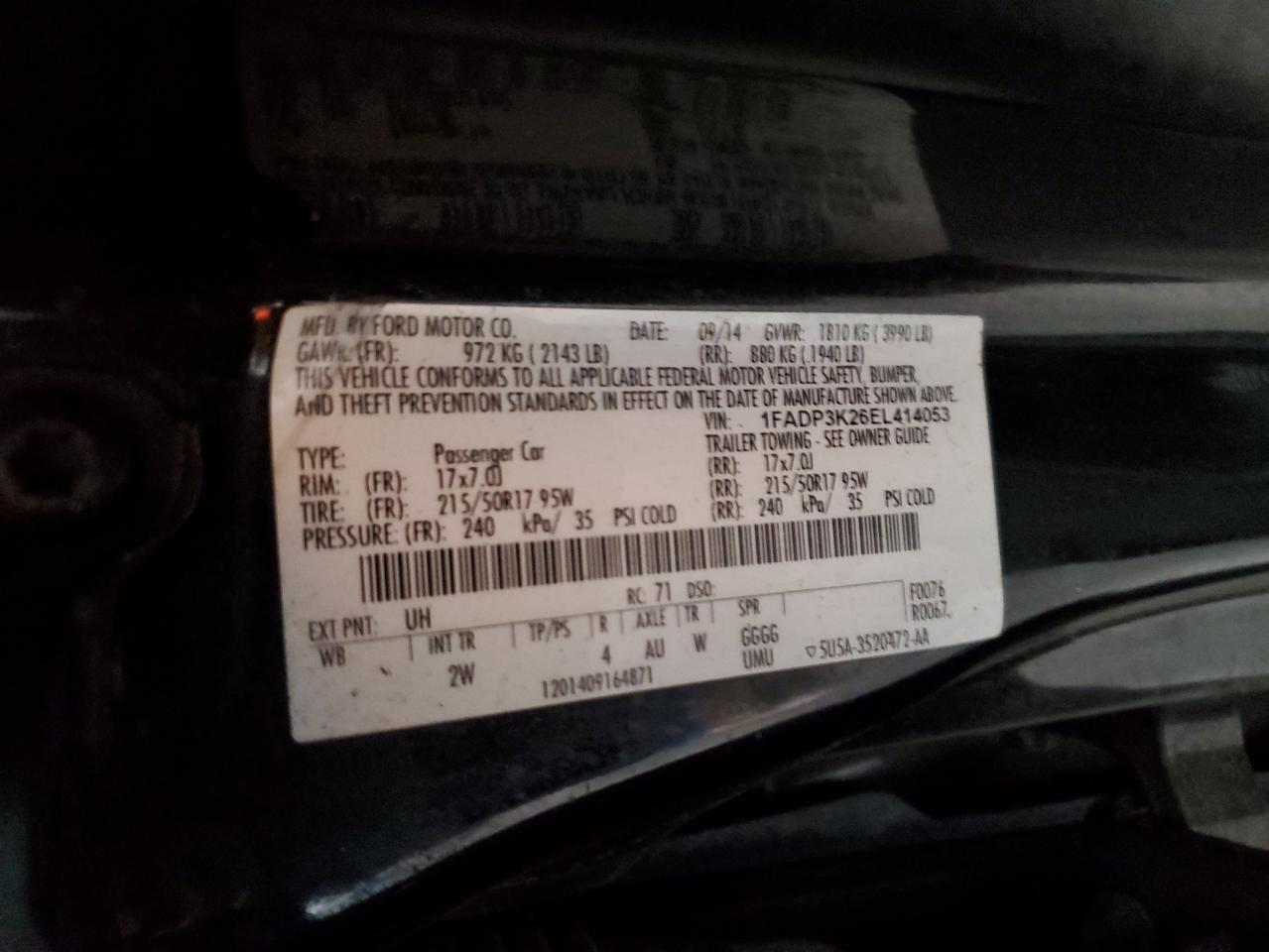 2014 Ford Focus Se VIN: 1FADP3K26EL414053 Lot: 82444575