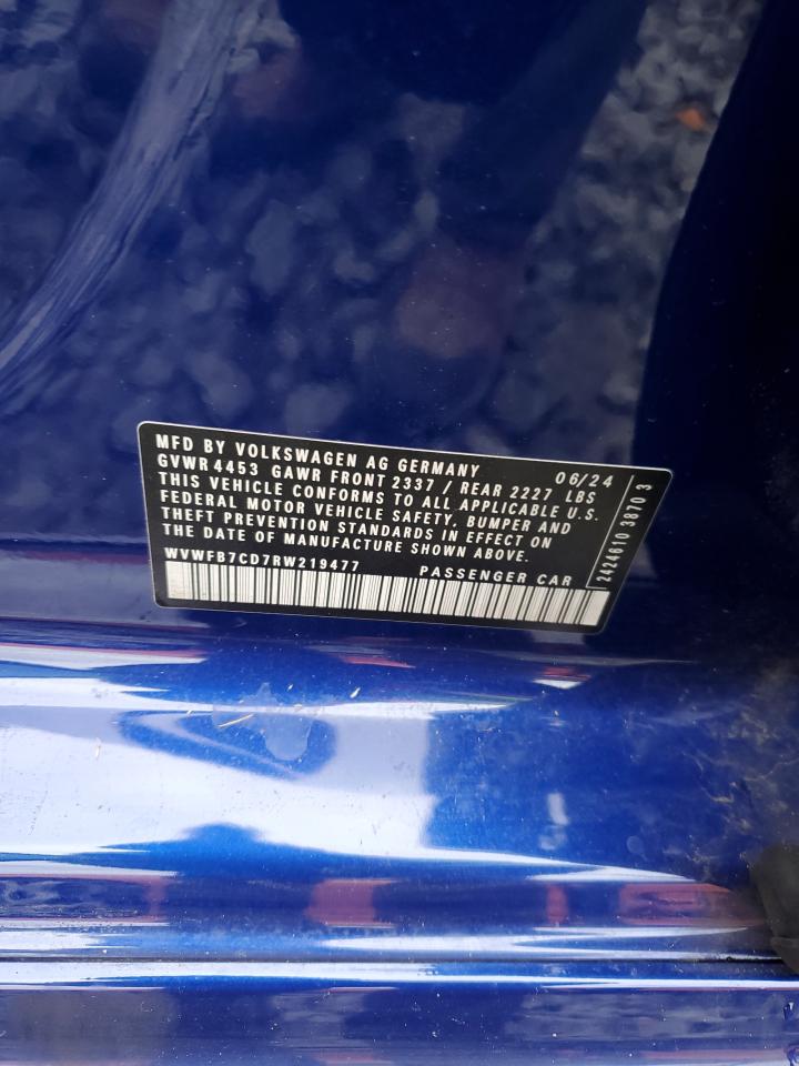 2024 Volkswagen Golf R VIN: WVWFB7CD7RW219477 Lot: 90631305