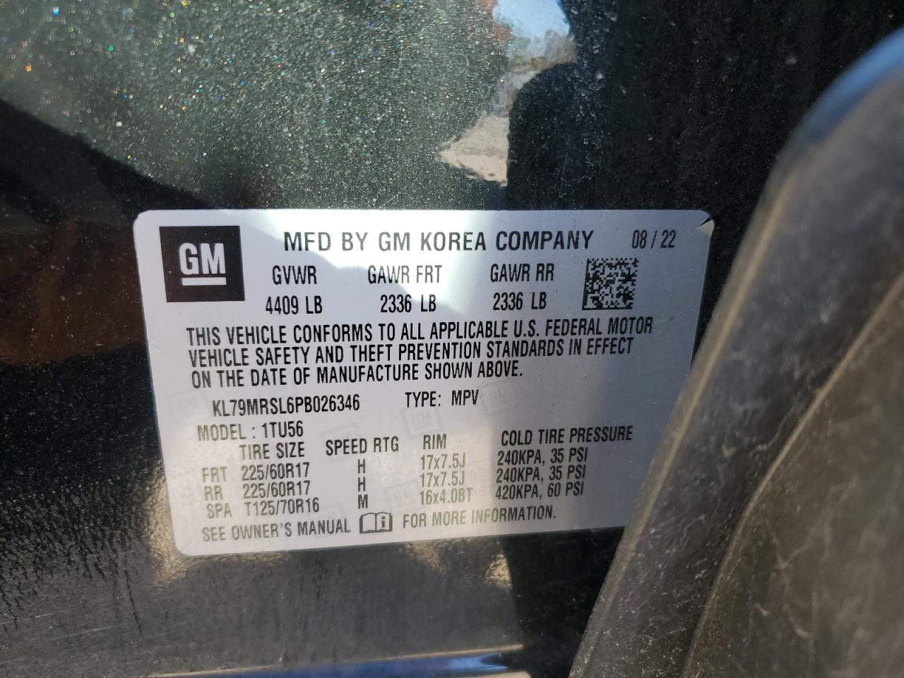 2023 Chevrolet Trailblazer Lt VIN: KL79MRSL6PB026346 Lot: 86145985