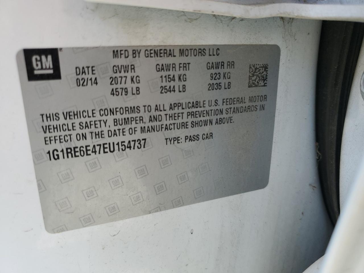 2014 Chevrolet Volt VIN: 1G1RE6E47EU154737 Lot: 85508575