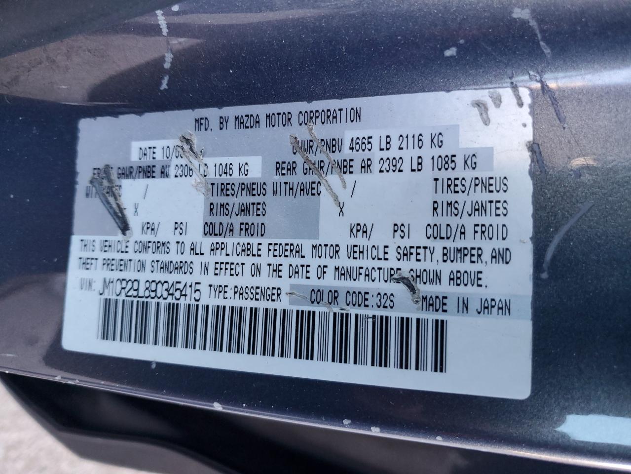 2009 Mazda 5 VIN: JM1CR29L890345415 Lot: 90763085