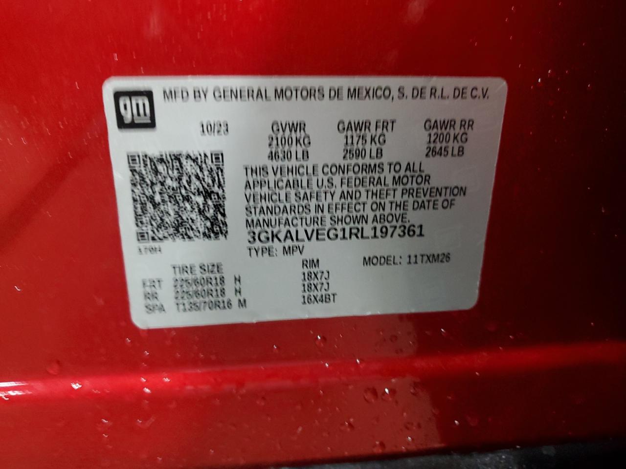 2024 GMC Terrain Slt VIN: 3GKALVEG1RL197361 Lot: 86849155