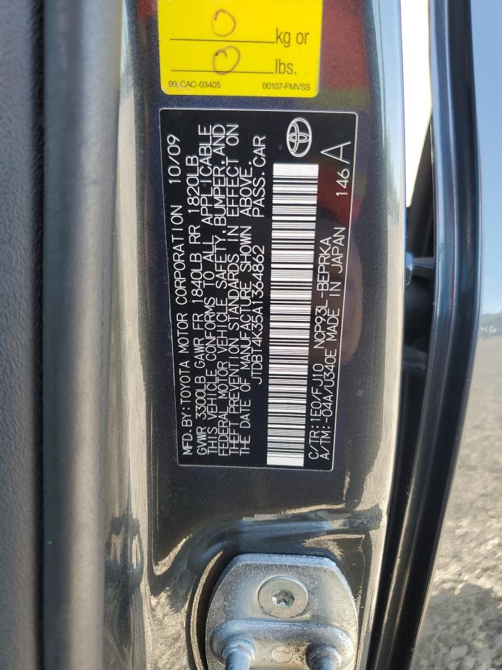 2010 Toyota Yaris VIN: JTDBT4K35A1364862 Lot: 82222645