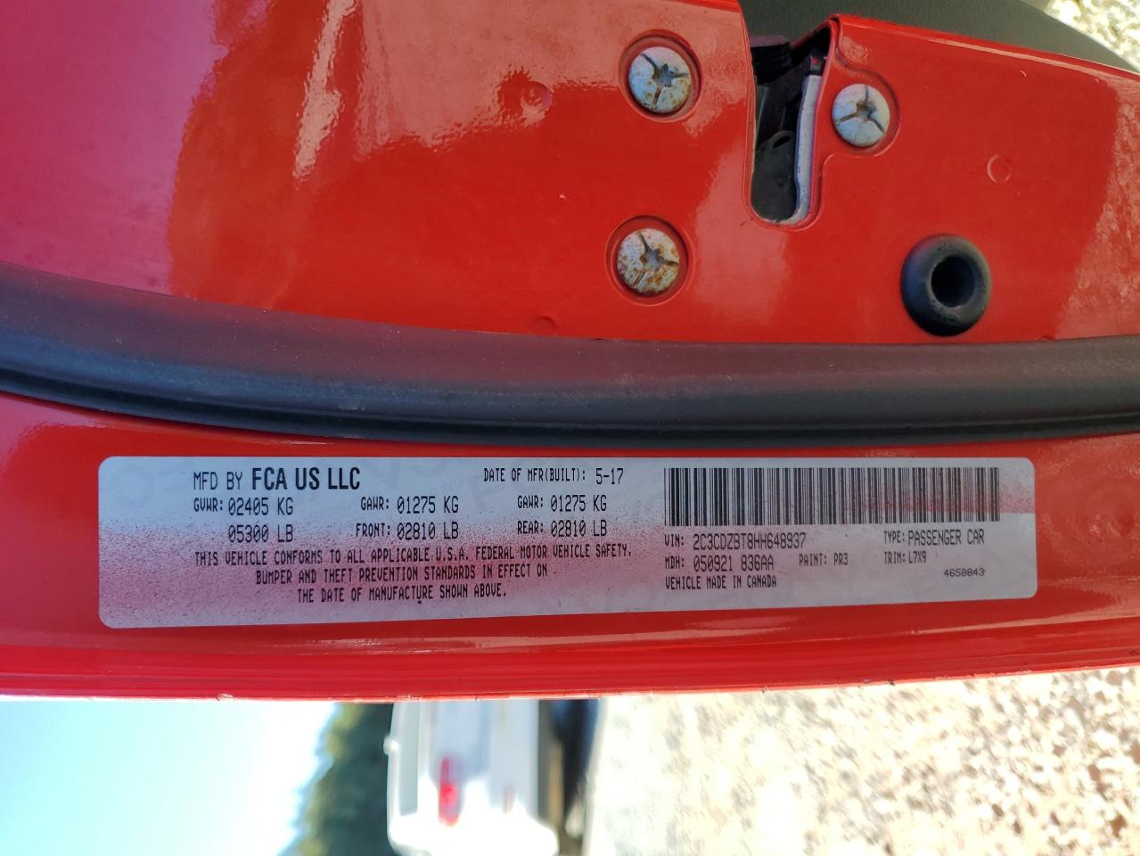 2017 Dodge Challenger R/T VIN: 2C3CDZBT8HH648937 Lot: 82670015