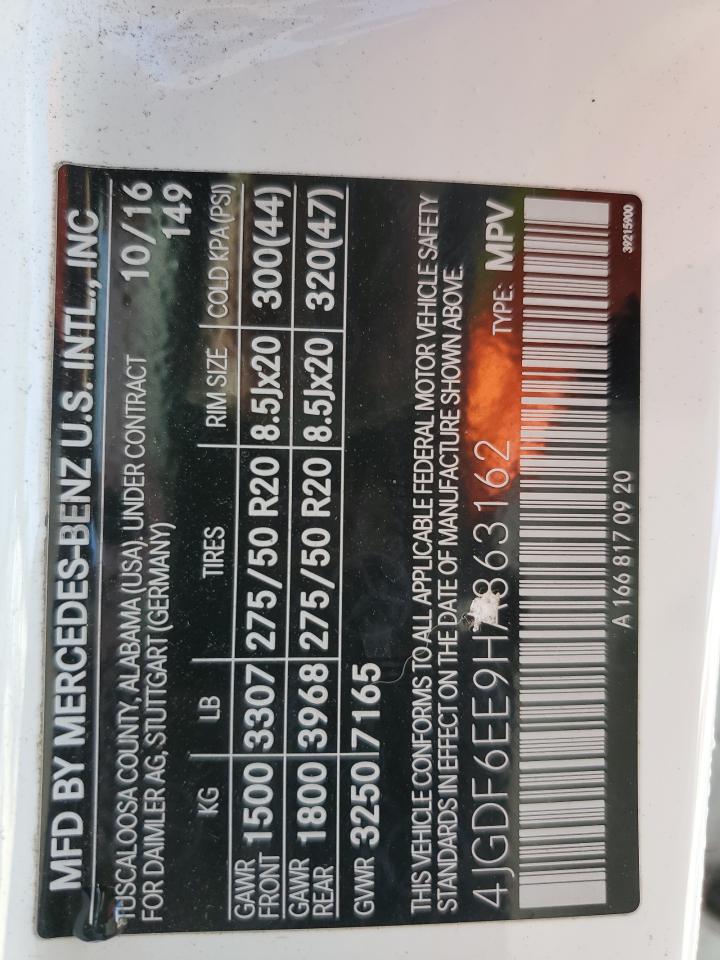 2017 Mercedes-Benz Gls 450 4Matic VIN: 4JGDF6EE9HA863162 Lot: 84947015