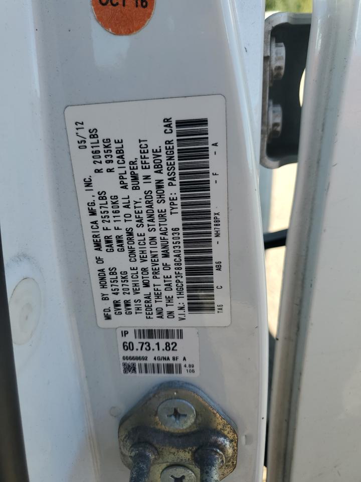 2012 Honda Accord Exl VIN: 1HGCP3F88CA035036 Lot: 84650595